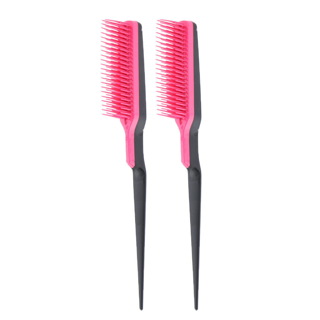 2 Pack Pro Barber Rat Tail Hairdressing Teasing Brush Back Combing Brush