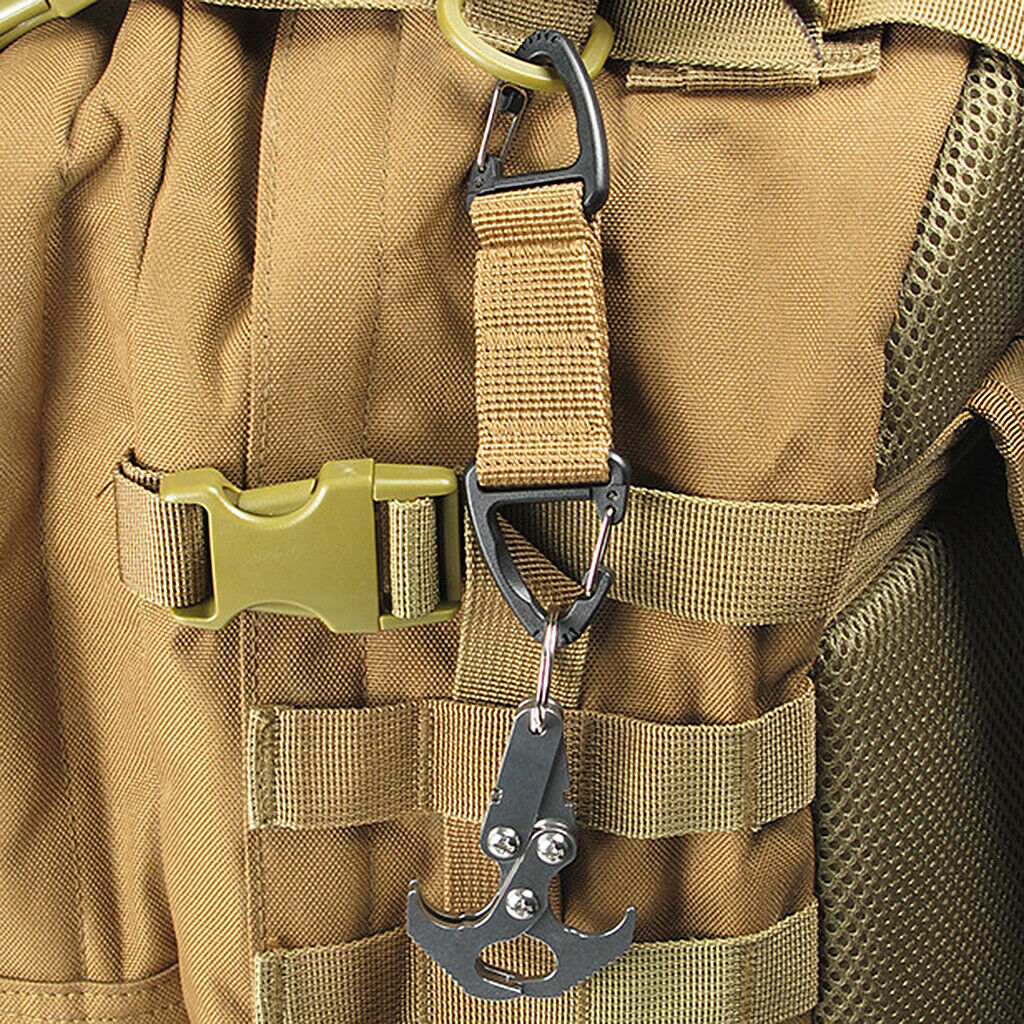2pcs Nylon Webbing Buckle Camping Carabiner Clip Dual Ended Triangular Hook