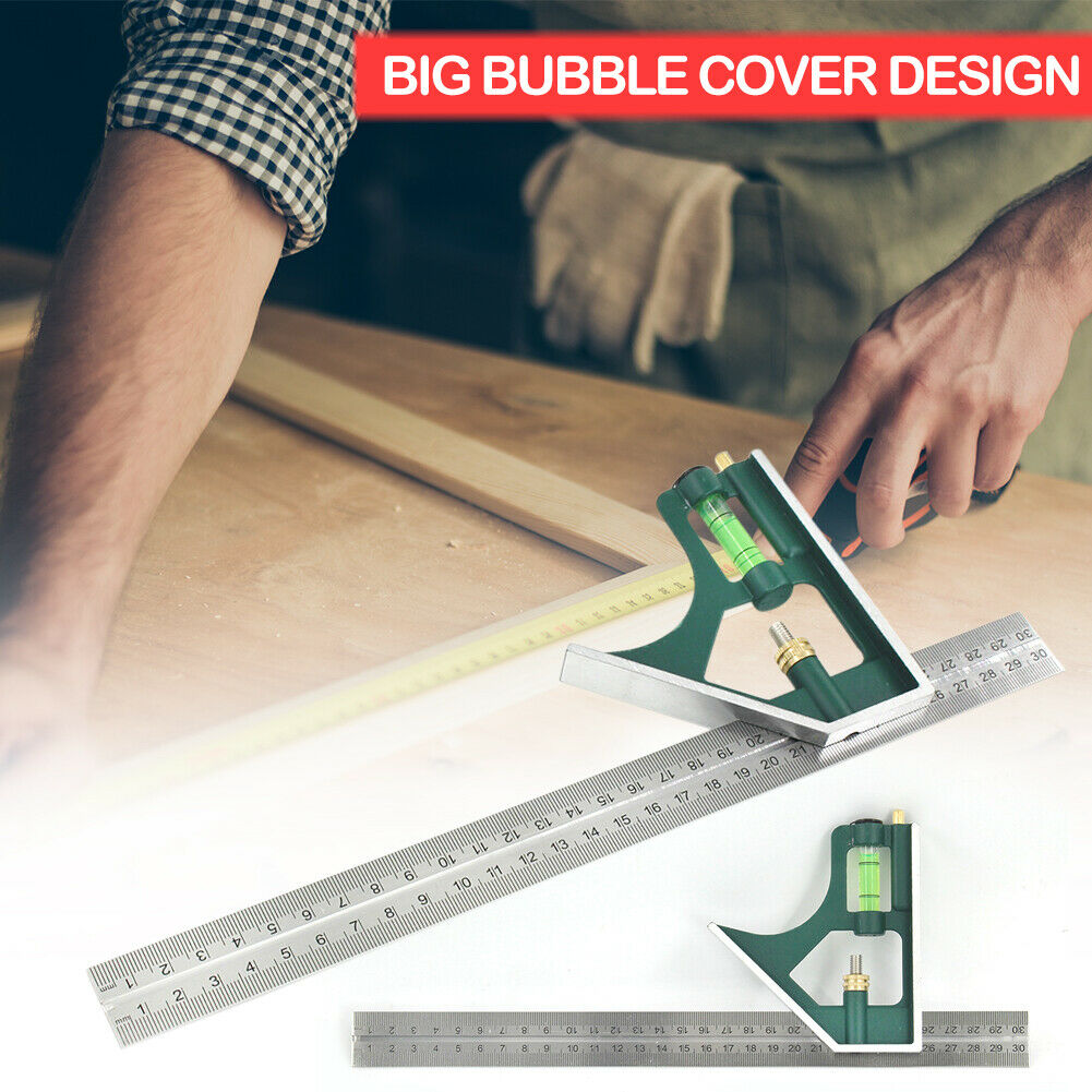 45 / 90 Degree Combination Square Angle Ruler Protractor Measuring Tools @