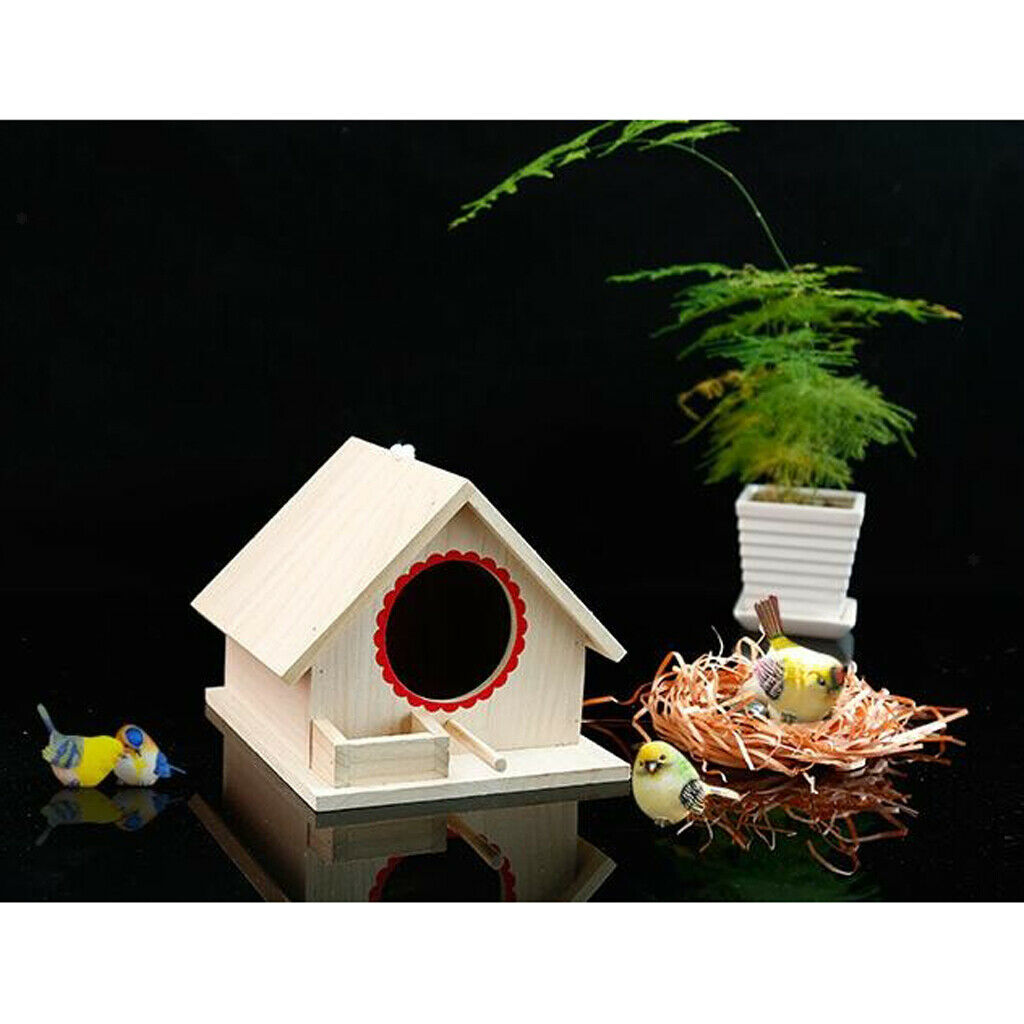 3X Wooden Wood Hanging Free Standing Bird House Nesting Box Feeder 20x 23x 18cm