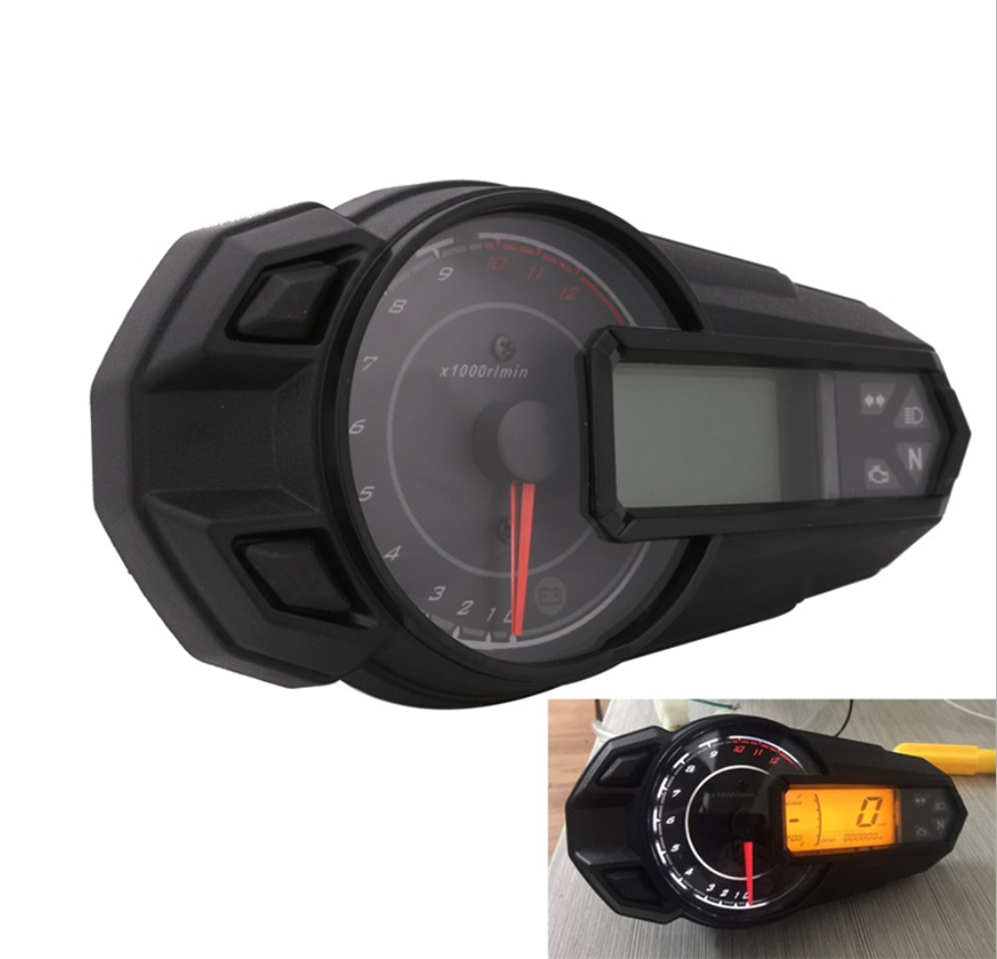 12000RPH LED Backlight Motorcycle Odometer Speedometer Tachometer Kmh W/ Sensor