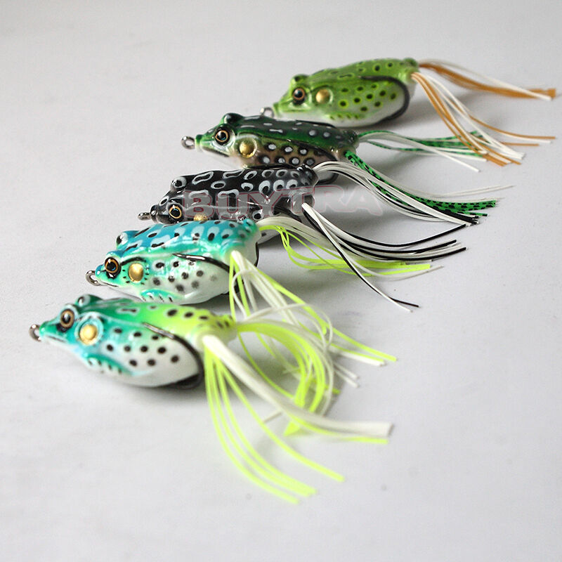 5 Pcs Toad Soft Plastic Hollow Fishing Lure Crankbait Hooks Bass Bait Frog DD