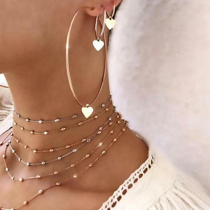 3 pcs/set Simple golden Circle heart earrings for Women Fashion Jewelry earrings