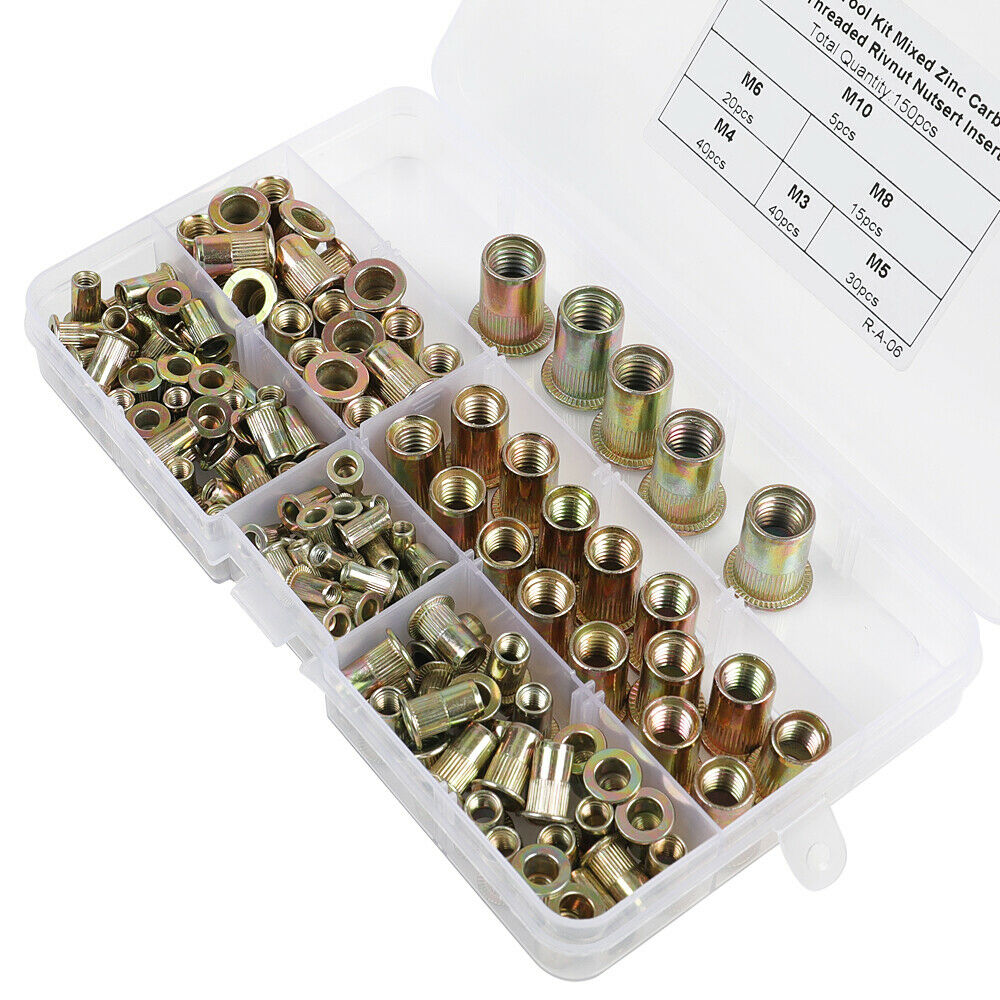 150Pcs Boxed Color-Plated Zinc Rivet Nut M3-M10 Set Vertical Rivet Nut Pull Cap