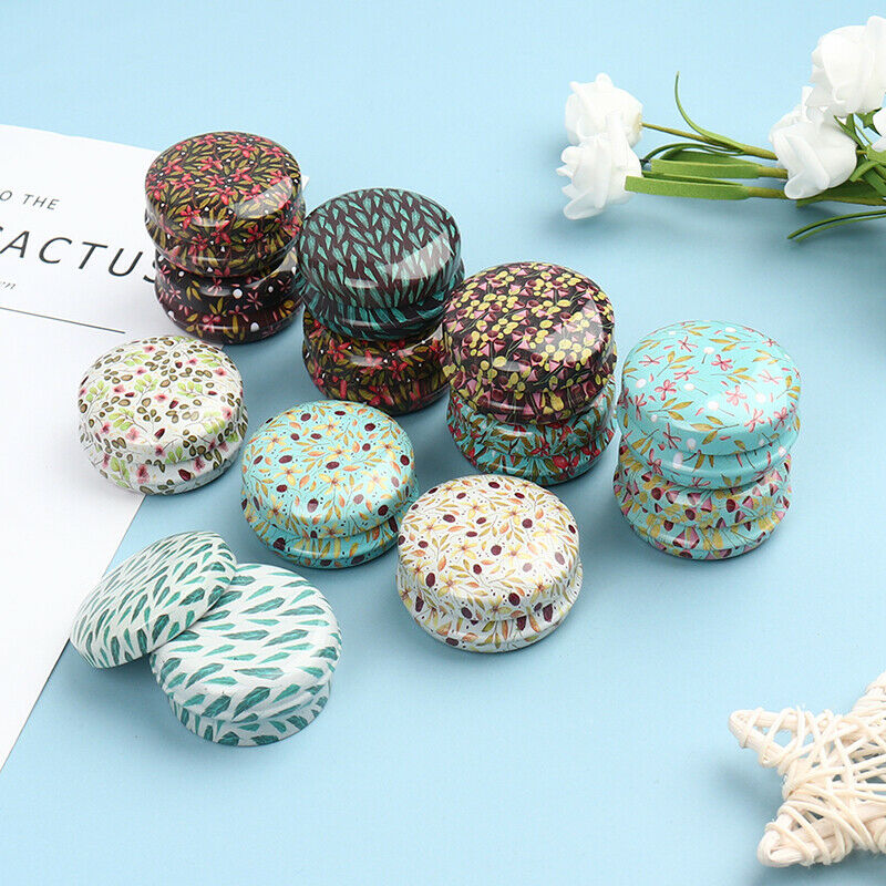 1X Elegant Flower Tin Box DIY Jar Balm Round Empty Iron Box Lipstick Stor.l8