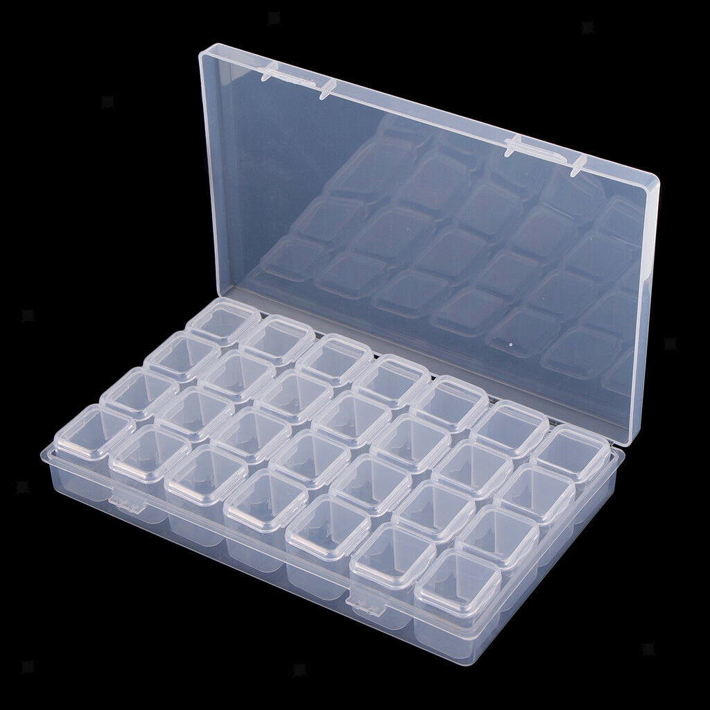 1 Pack 28 Grids Clear Small Parts Storage Box Beads Container Organizer Case