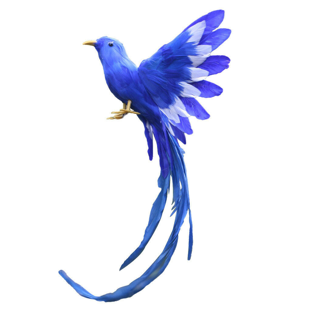 2pcs Artificial Bird w/ Long Tail Realistic Taxidermy Home Garden Decor 28cm