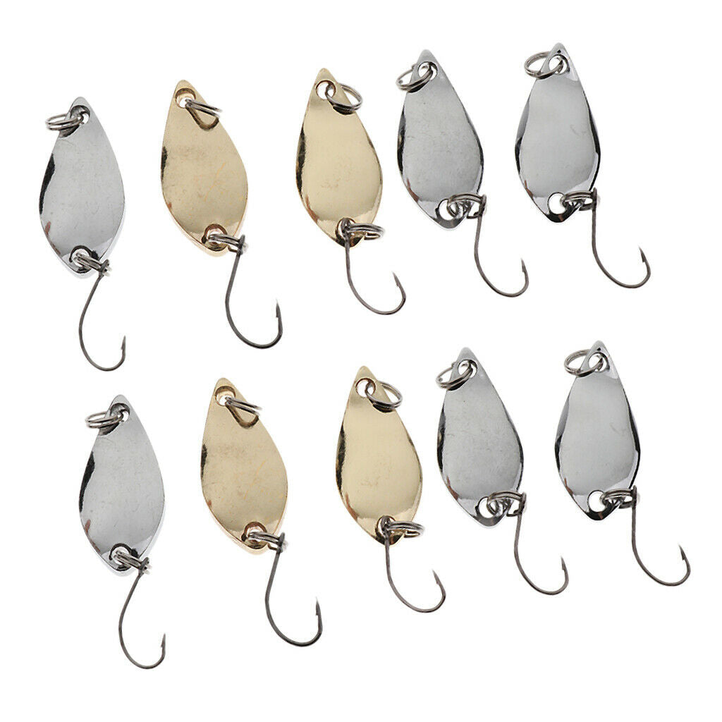 10 Hard Fishing Lures Metal Spinner Spoon Bionic Baits With Single Hook