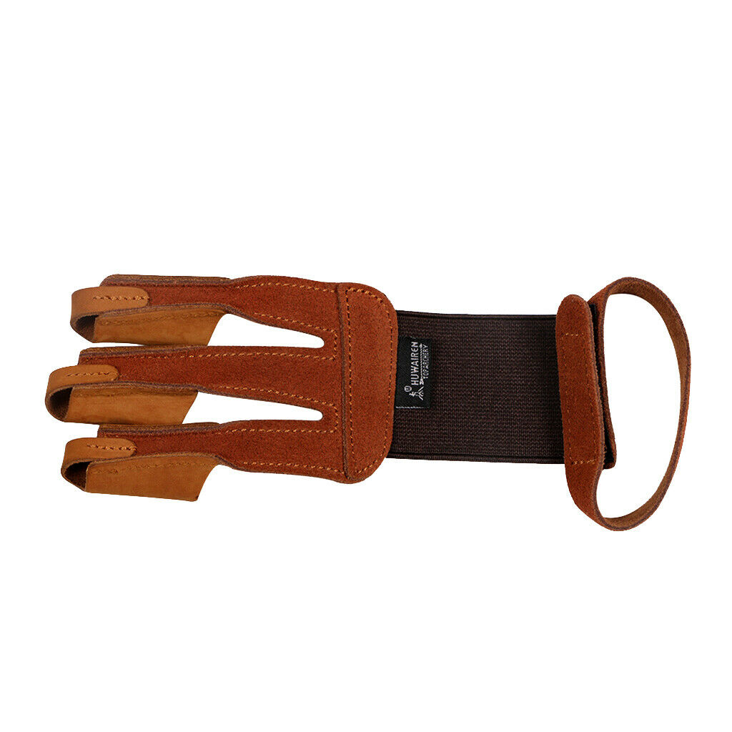 Archery Hand Finger Protect Glove Bow Arrow Hunting Shooting Glove Brown
