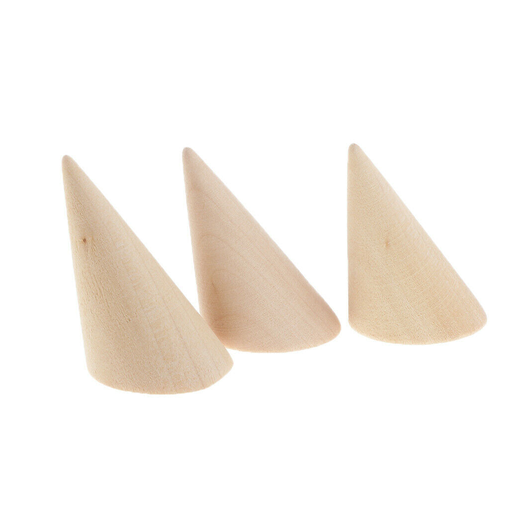 15pack Finger Cone Shape Ring Display Jewelry Holder Organizer Wood Showcase