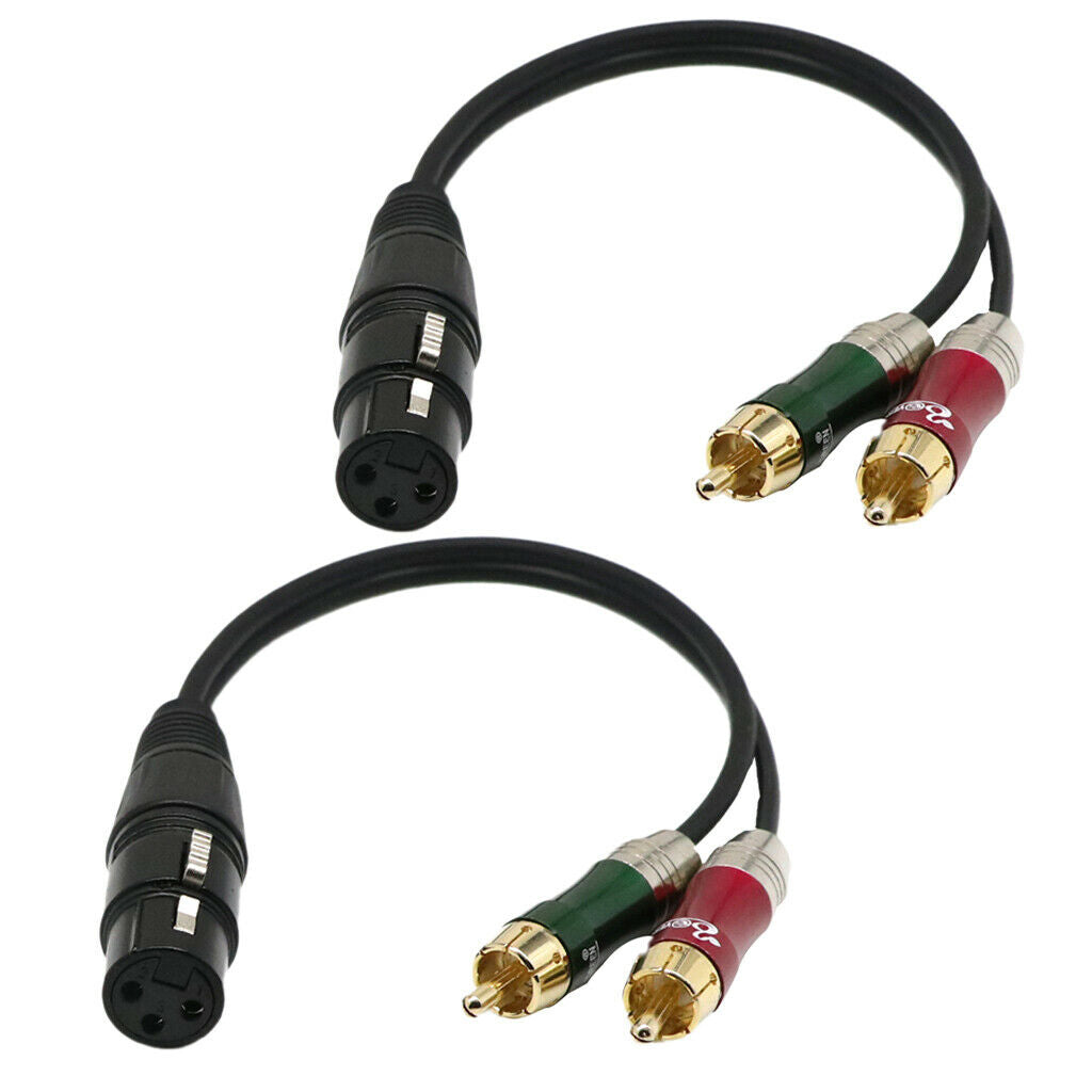 2 Pieces 1 XLR Female to 2 RCA Male Stereo Plug Adapter Cable