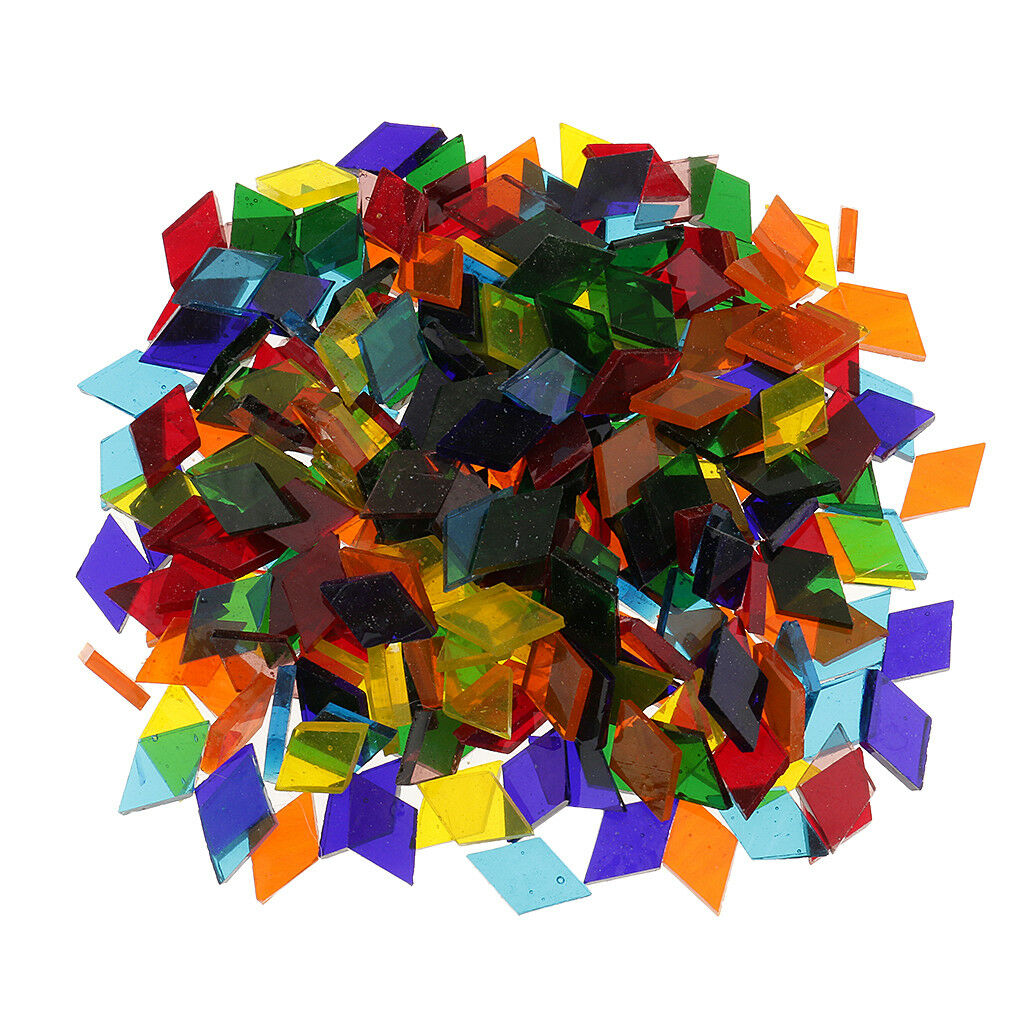 250pcs Assorted Color Rhombus Glass Mosaic Tiles Pieces DIY Crafts 11mm