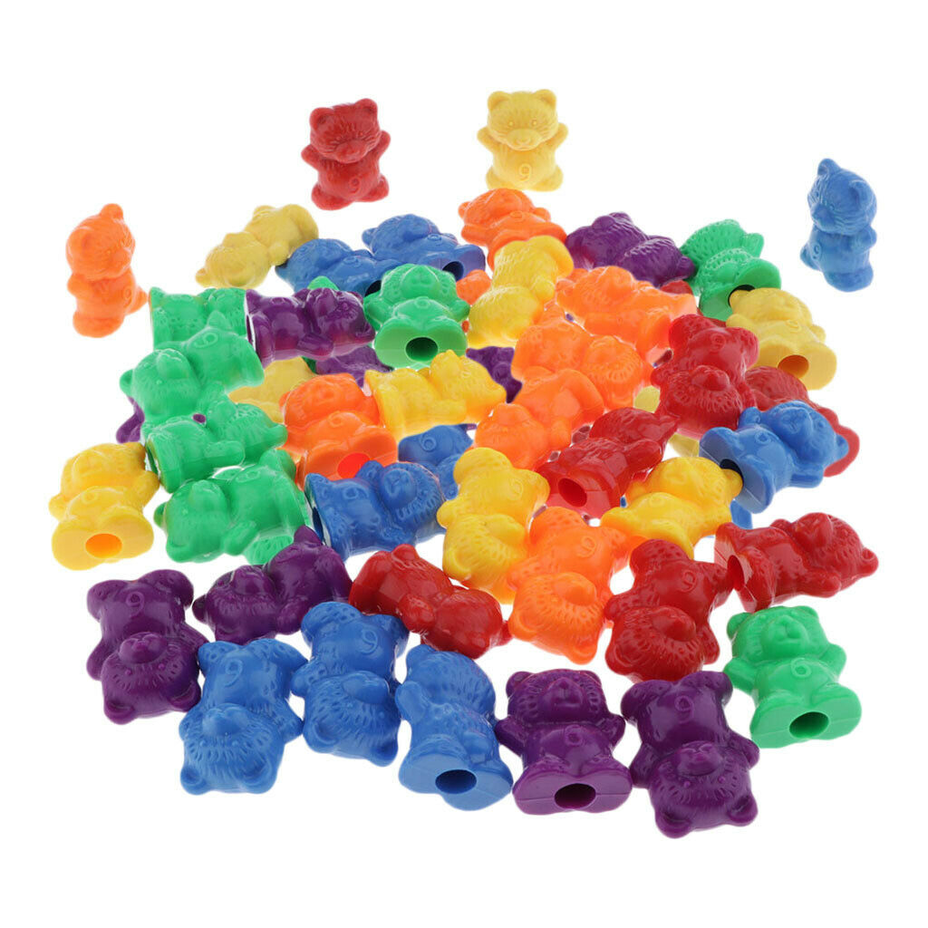60Pcs Colorful Rainbow Bears 3g & 6g Weights Preschool Math Skills Toys