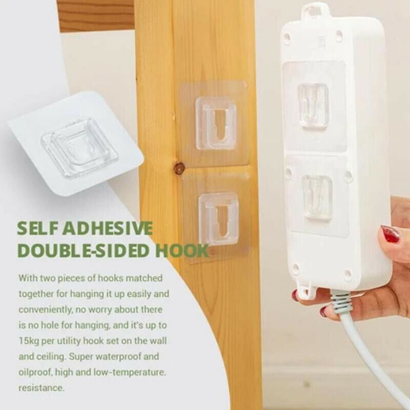 10PAIRS Double-Sided Adhesive Wall Hooks Hanger Transparent Hooks Suction Cup TL