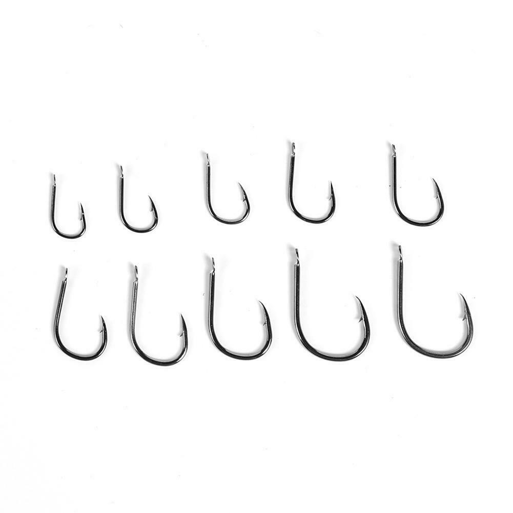 100pcs/box Steel Fishhooks Black Flattened Fishing Hooks Set with Barbed @