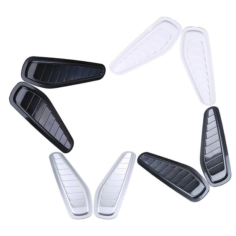 1Pair Carbon Fiber Style Car Turbo Bonnet  Air Flow Intake Vent Cover Hood Decor