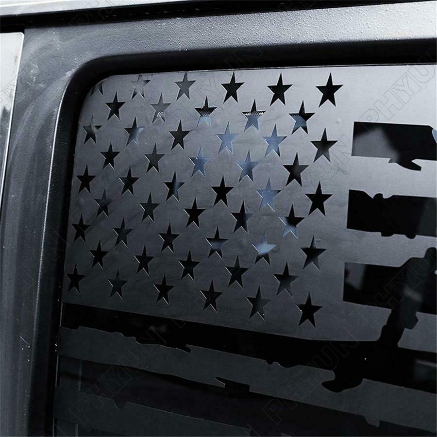 For 2018-2021 Jeep Wrangler JL 4Door Rear Window USA Flag Decals Stickers Black