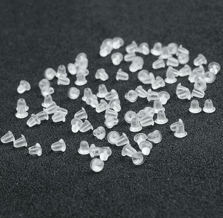 300pcs Clear Rubber Earring Ear plug Safety Stopper Rubber Jewelry Accessories