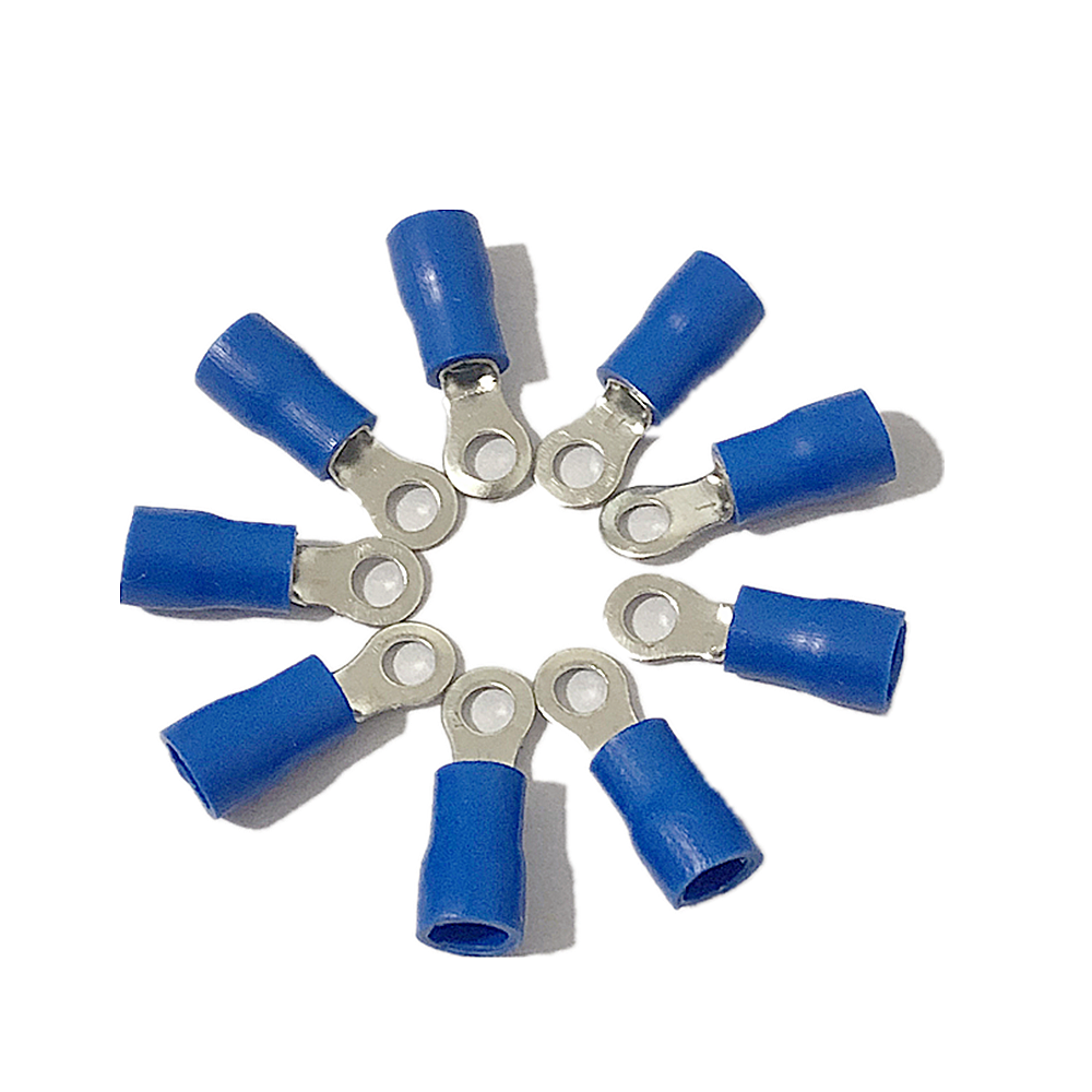 100PCS Blue Ring Cable Wire crimp Connector terminal block 16-14AWG RV2-3