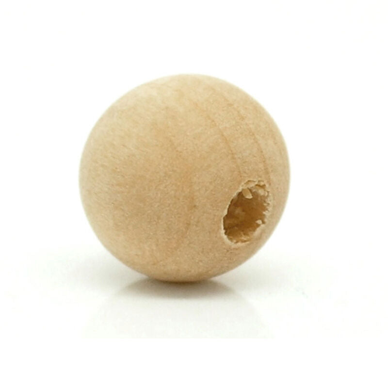 Hot 100PCS 18mm Round Wood Bead Rondelle Spacer Wooden Bead Natural Wood BeaDD