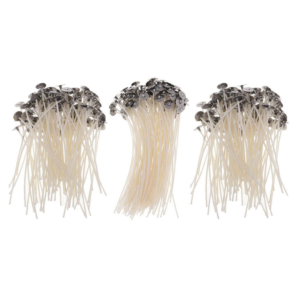 100 Pieces Pre Waxed Candle Wicks for Candle Making With Sustainers 15cm