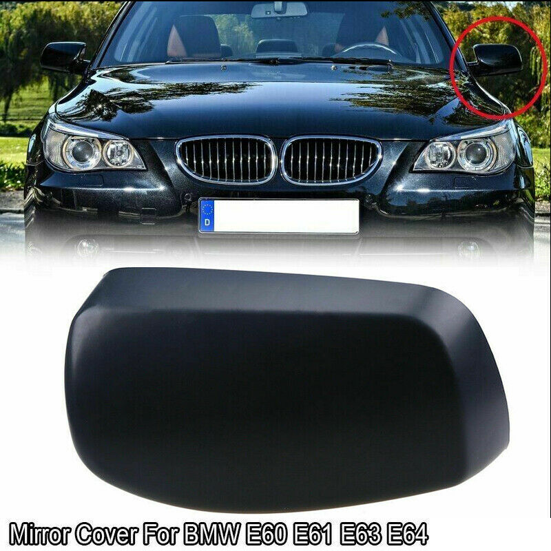 Black Front Left Side Rearview Mirror Cover Fit BMW 6-Series E64 Cabrio 2004-10