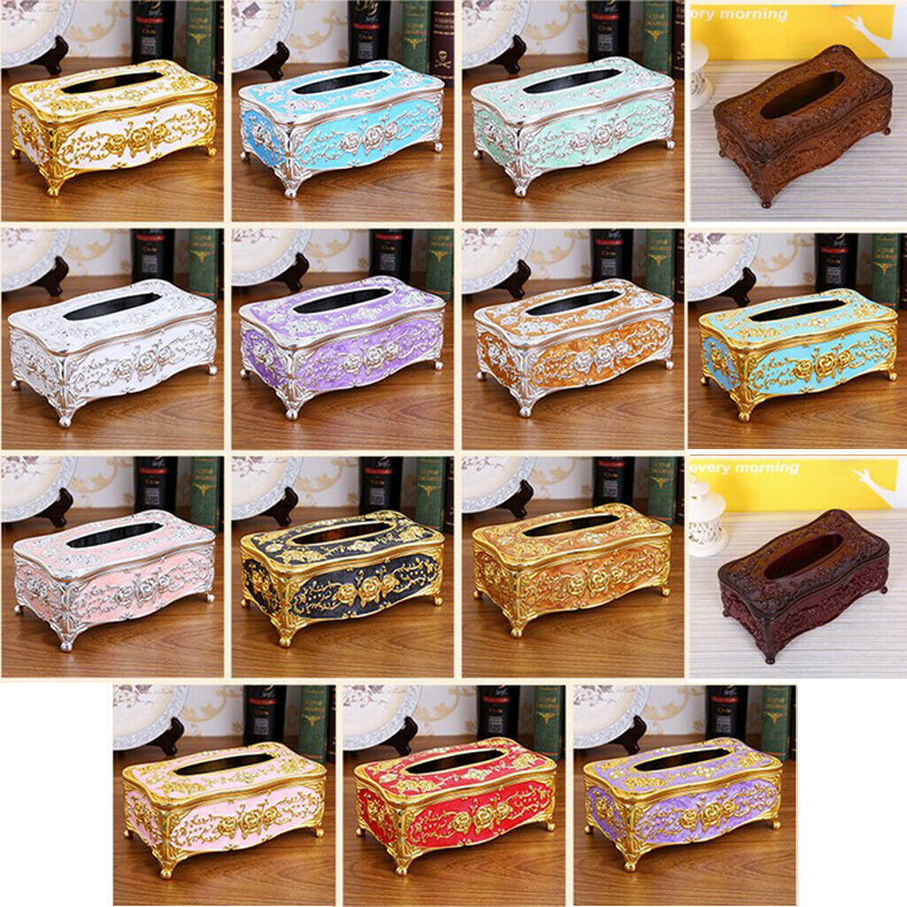 European Style Acrylic Tissue Box Luxurious Rose Napkin Cover  Sliver White