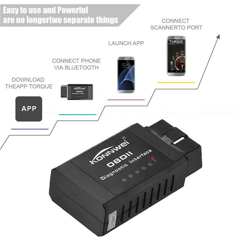 V1.5 KONNWEI KW910 ELM327 Bluetooth OBD2 Android Car Scanner