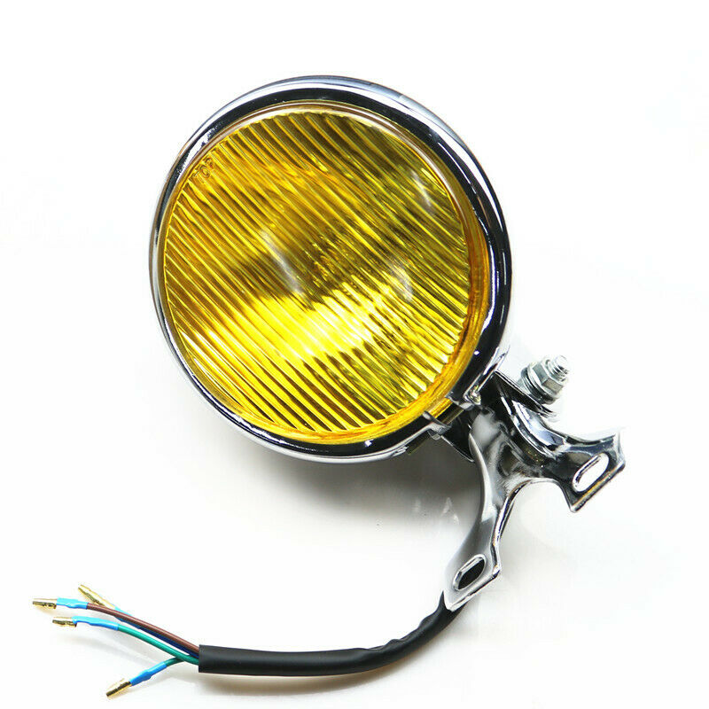 5" Chrome Amber Motorbike Headlight Head Lamp Cruiser Cafe Old School Custom