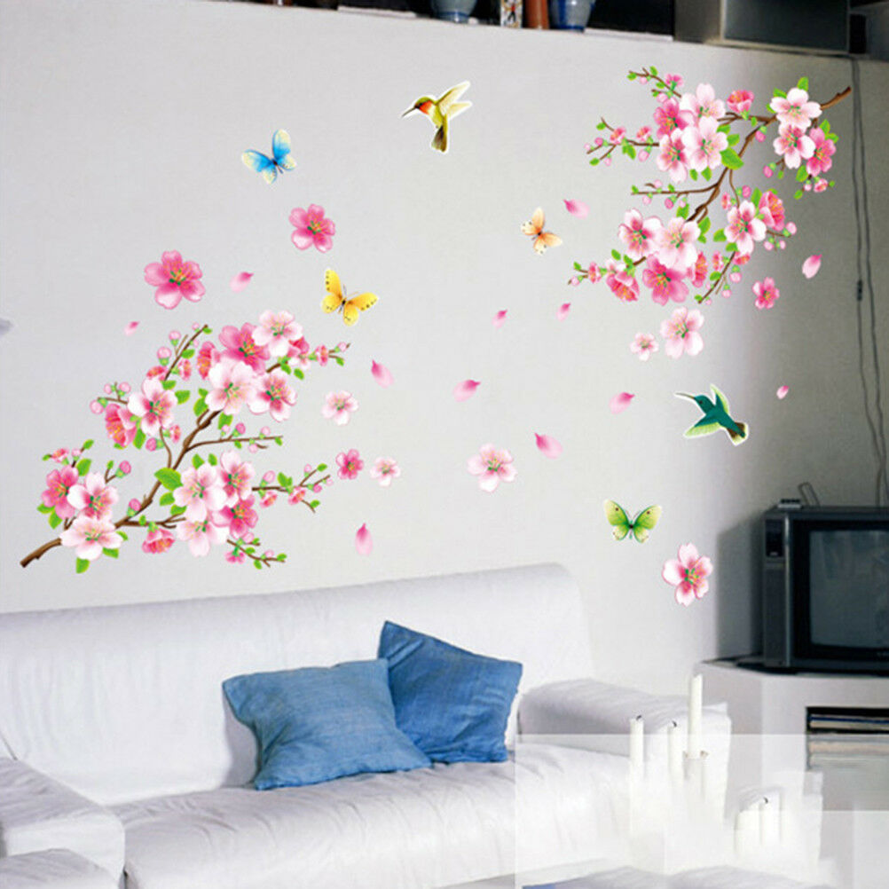 wall stickers graceful peach blossom wall stickers romantic living room decor BD
