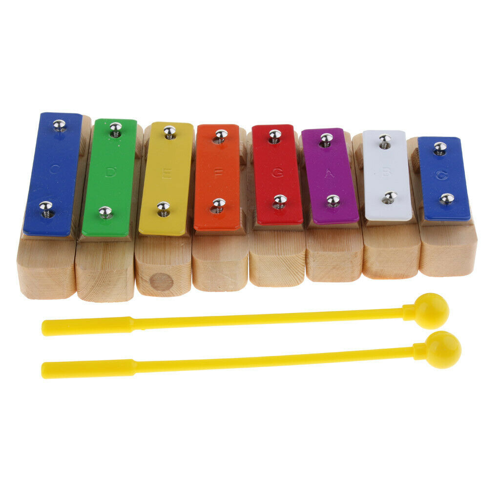 Finest 8 Notes Xylophone with 1 Pair Sticks for Kids Preschool Percussion Toys