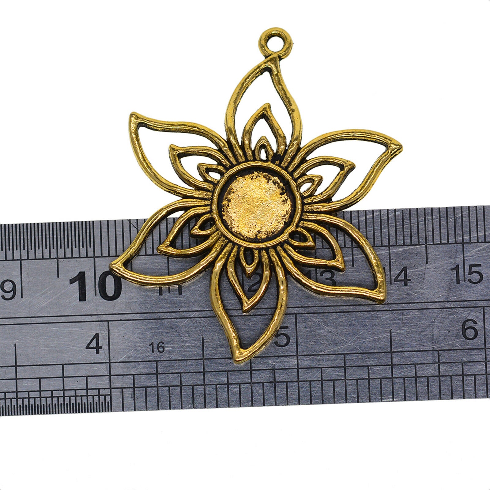 20x Pendant Blank Bezel Sunflower 10mm Setting Tray Round Crafting Base