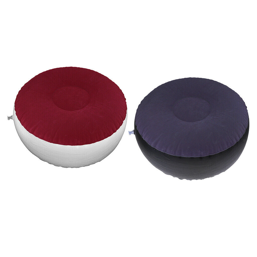 2Pcs Foldable Inflatable Stool Fishing Lounge Air Chair Footstool 24x13inch