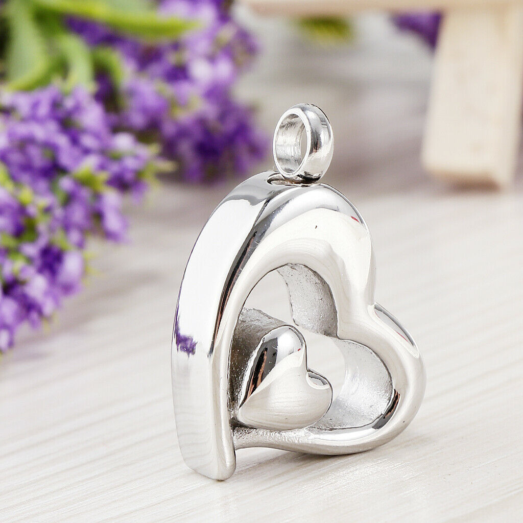 Fashion Ash Locket Container Double Heart Pendant Stainless Steel Material