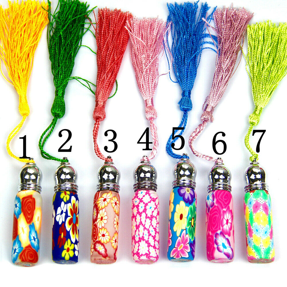 5Pcs 10ml Empty Glass Perfume Essential Oil Bottle Roll on Clay Sample Random