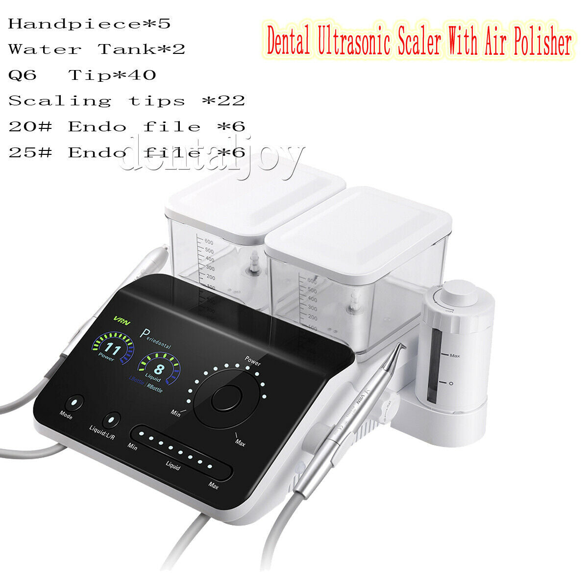 Dental LED Ultrasonic Scaler With Air Polisher VRN-Q6+5pcs Handpieces+62pcs Tips
