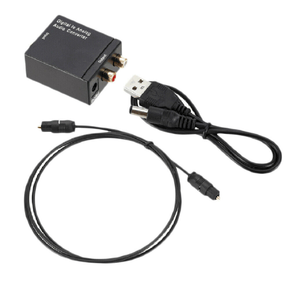 Digital  SPDIF Coax To Analog RCA Audio Adapter W/USB Optical Cable
