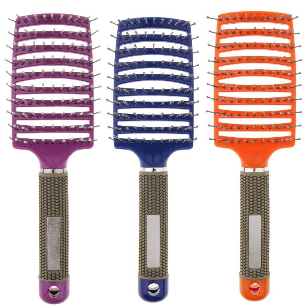 3pcs Curved Vented Styling Hair Brush, Detangling Long Thick Curly Hair Massage