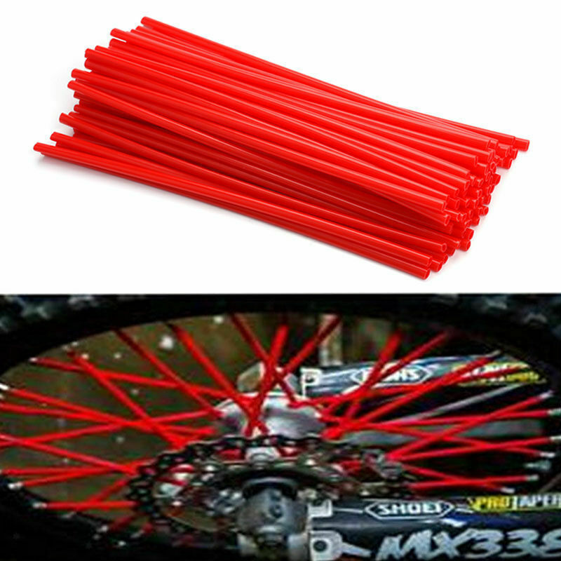 36 Sets Red Motorcycle Wheel Spoke Wraps Coat Covers Pipe for Motocross