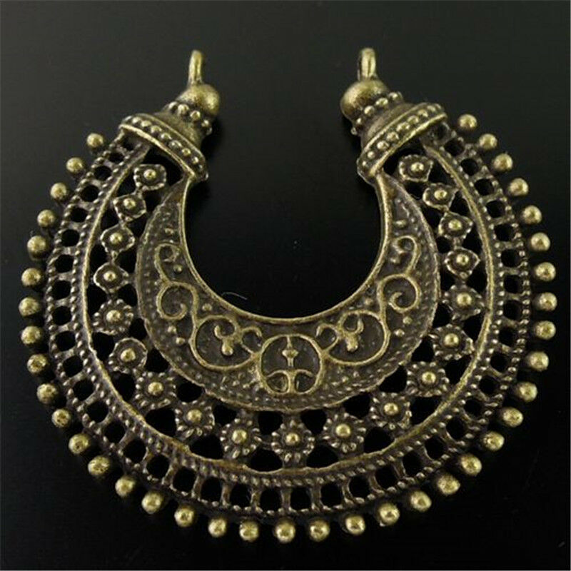 Pack 6 Antiqued Bronze Zinc Alloy Nice Moon Charms Necklace Pendant Findings