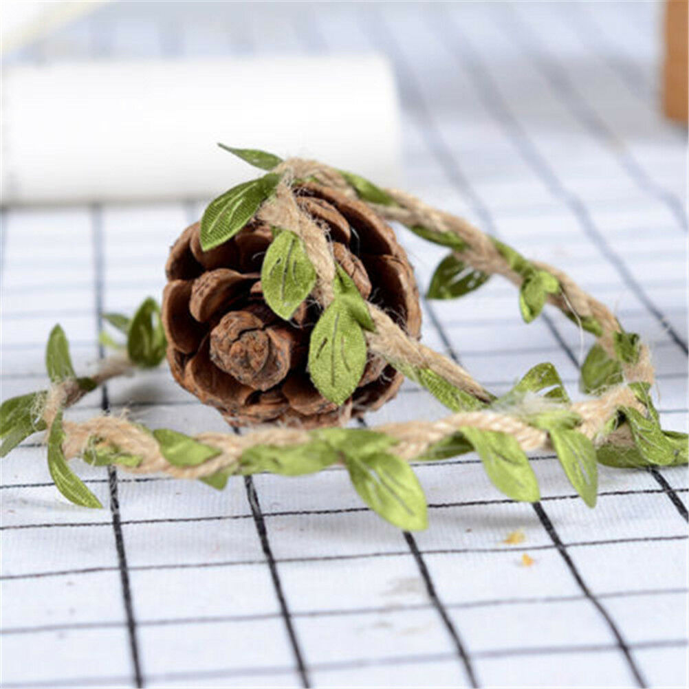 2M Natural Hessian JuteTwine Leaf RopeBurlap Ribbon Craft Wedding Decor Gi.l8