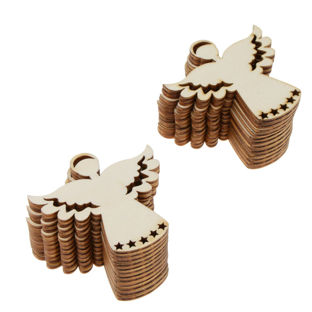 24 Set Unpainted Angel Wooden Craft Gift Tags Price Labels