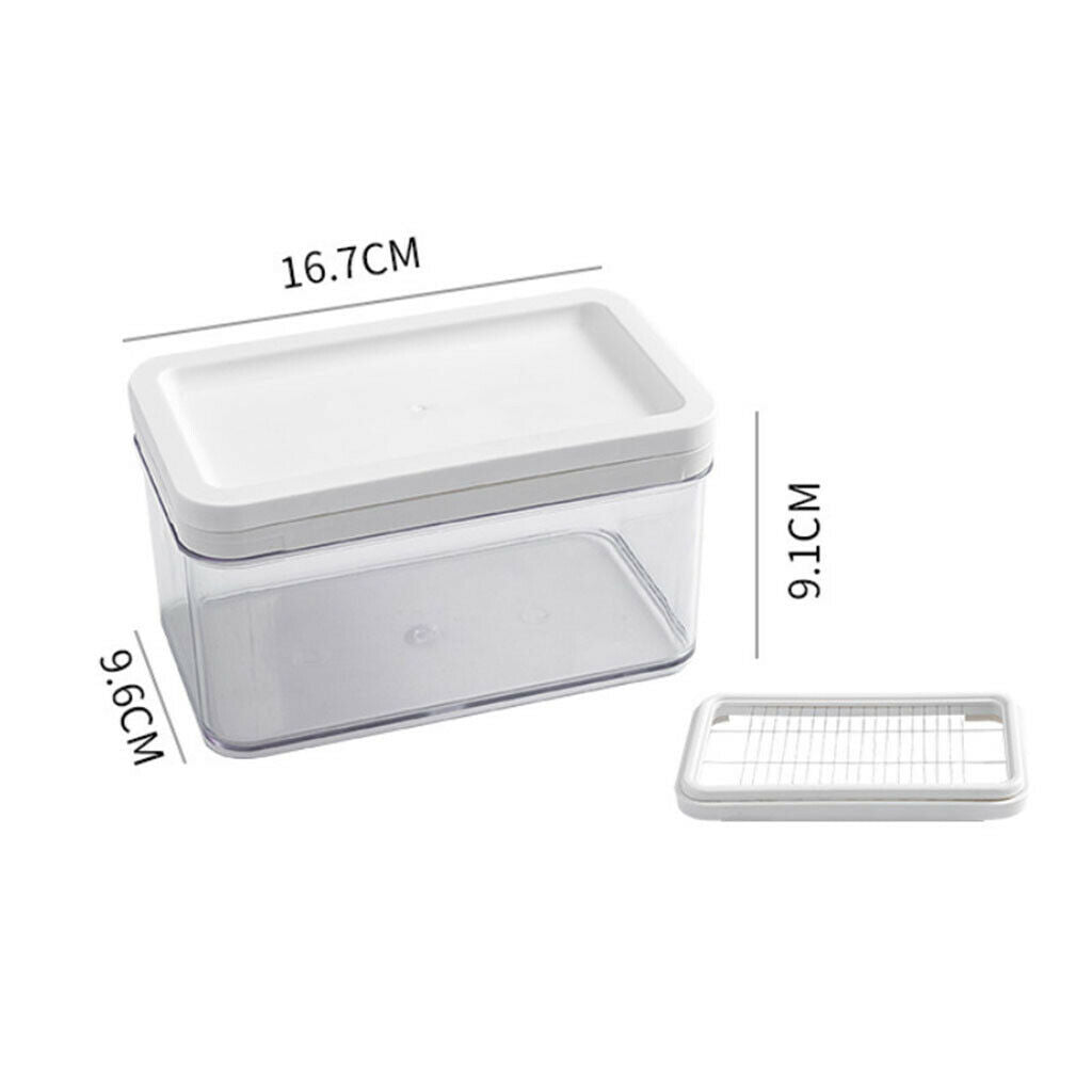 Rectangle Butter Dish with Lid Butter Slicer Cheese Fresh Box Three Grids