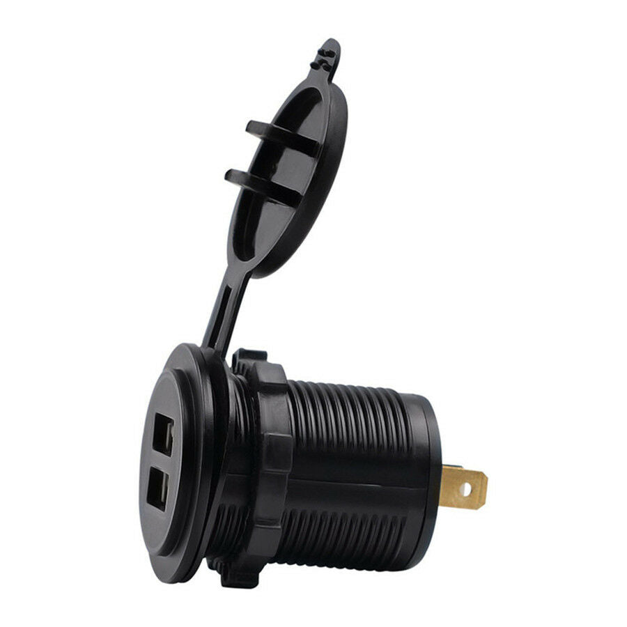 Waterproof Car Motorcycle Dual USB Port Charger Power Outlet Socket 4.8A Red LED