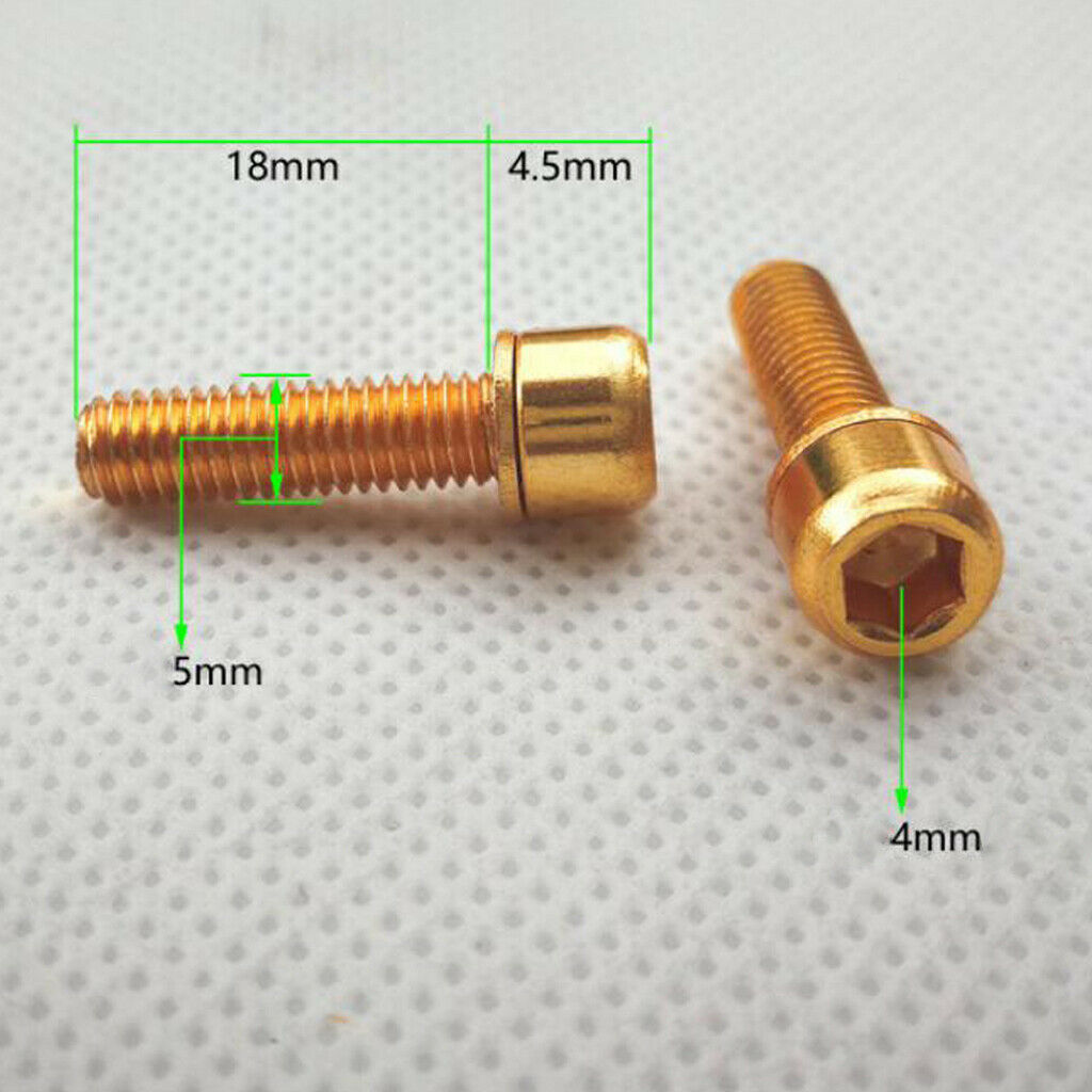 lot 6 Hex Socket Screws M5x18 for Bicycle Disc Brake Caliper Rear Rack Golden