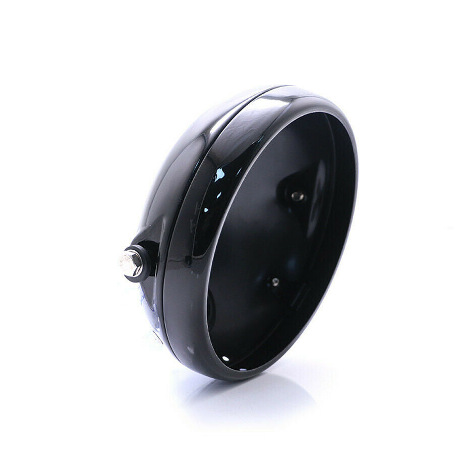 7"  Aluminum  Black Headlight Shell Bucket Housing + Fork Ear For Motorcycle