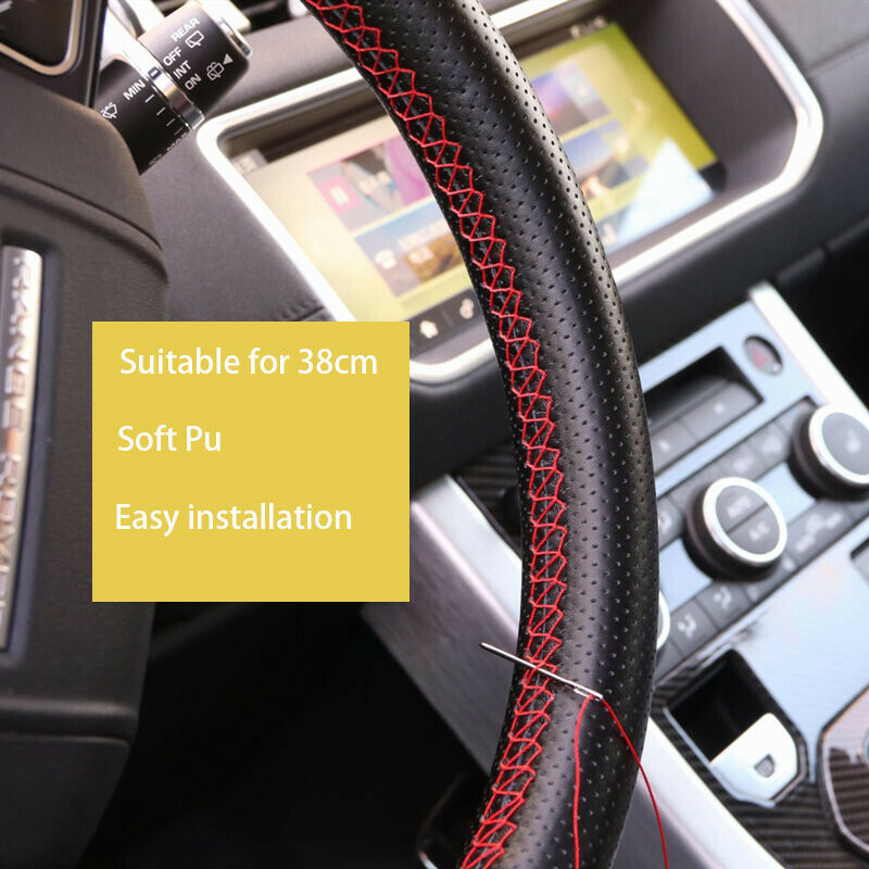 DIY Car Truck Leather Steering Wheel Cover With Needles and Thread