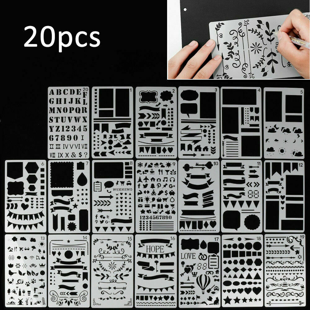 20pcs Bullet Journal Stencil Set Plastic Planner DIY Drawing Template Diary