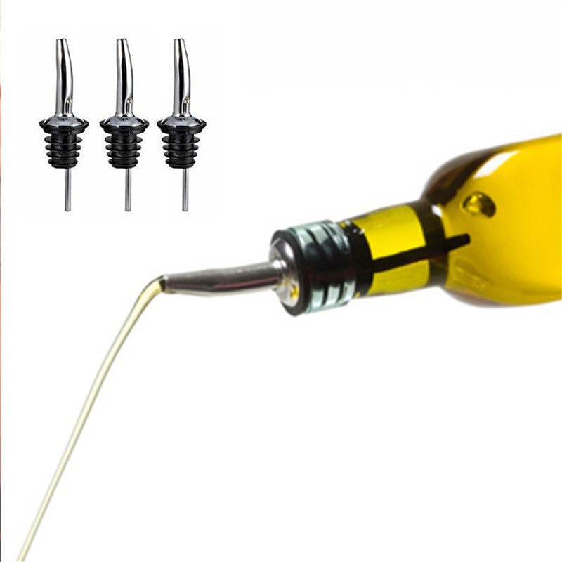 3x Stainless Steel Liquor Spirit Pourer Free Flow Bottle Pour Spout StoppeY SJ
