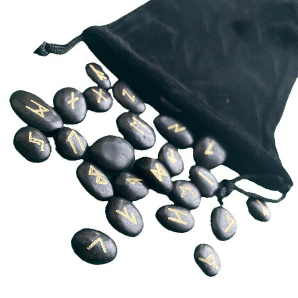 25Pcs Natural Rune Stone For Divination Polished Energy Stones Gift Decor